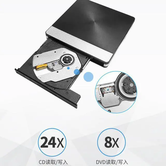 Alt view image 3 of 7 - [Upgraded Model] External DVD Drive for Laptop, Portable High-Speed USB-C & USB 3.0 CD Burner/DVD Reader Writer for PC Desktops, Compatible with Windows/Mac OSX/Linux (USB C & USB 3.0)