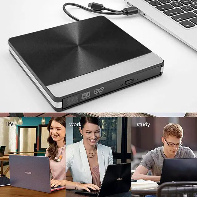 Alt view image 7 of 7 - [Upgraded Model] External DVD Drive for Laptop, Portable High-Speed USB-C & USB 3.0 CD Burner/DVD Reader Writer for PC Desktops, Compatible with Windows/Mac OSX/Linux (USB C & USB 3.0)