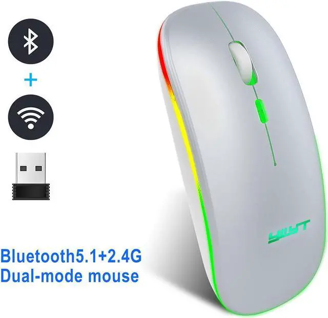 Main image of Rechargeable Silent Wireless Mouse Ergonomic Gaming Mouse Bluetooth + 2.4g Dual Mode Wireless Mouse Computer Mouse Gamer Mice With Backlight For PC Laptop