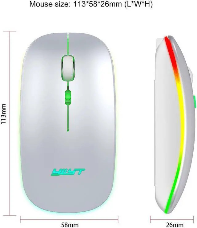 Alt view image 5 of 7 - Rechargeable Silent Wireless Mouse Ergonomic Gaming Mouse Bluetooth + 2.4g Dual Mode Wireless Mouse Computer Mouse Gamer Mice With Backlight For PC Laptop