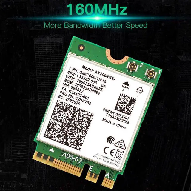 Alt view image 3 of 7 - Dual band 2.4Gbps Wi-Fi 6 AX200NGW 802.11ax/ac MU-MIMO 2x2 Wifi for AX200 NGFF M.2 Bluetooth 5.0 Network Wlan Card