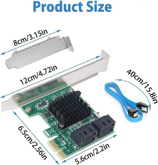 Alt view image 6 of 7 - SATA 3.0 Card with 4 SATA Cables,PCIe SATA Controller Expression Card with Low Profile Bracket,ASM1061+ASM1093 Chip, Boot as System Disk, Support 4 SATA 3.0 Devices