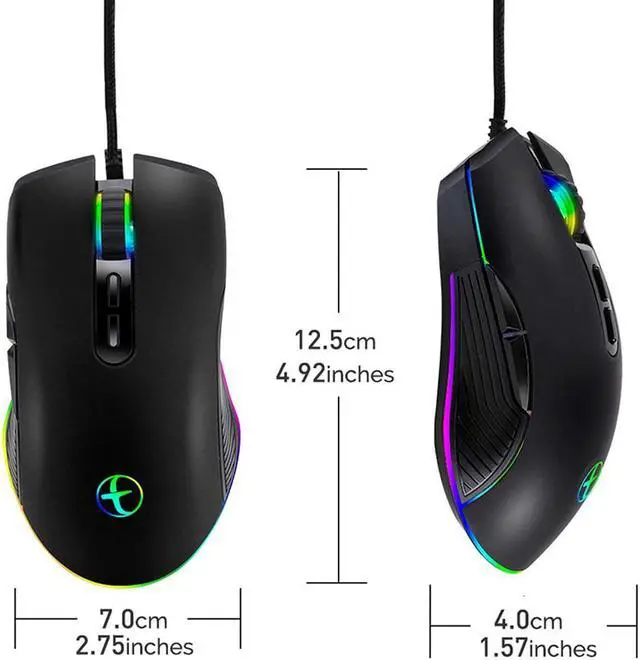 Alt view image 6 of 7 - USB C Type C Mouse, Wired USB C Mice Gaming Mouse Ergonomic 4 RGB Backlight 3200 DPI Compatible with Mac, Matebook, Chromebook, HP OMEN, Windows PC, Laptop and More USB Type C Devices (Black)