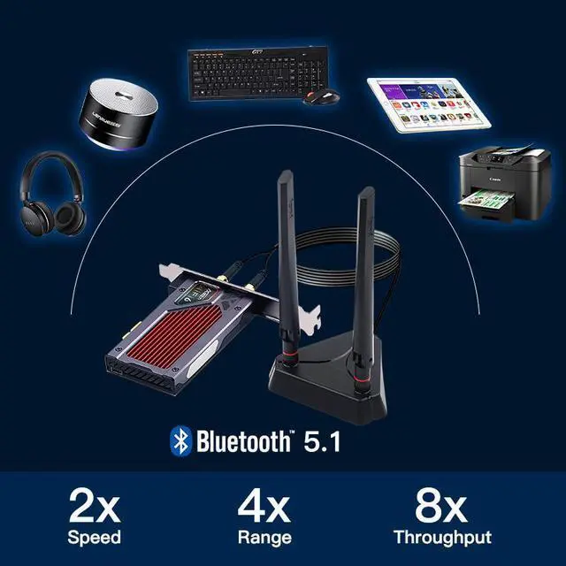 Alt view image 5 of 7 - 3000Mbps WiFi 6 PCI-E Bluetooth 5.1Dual Band Gaming Wireless PCIe Card RGB WiFi Adapter 2.4G/5G 802.11AX WI-Fi Intel AX200 WLan