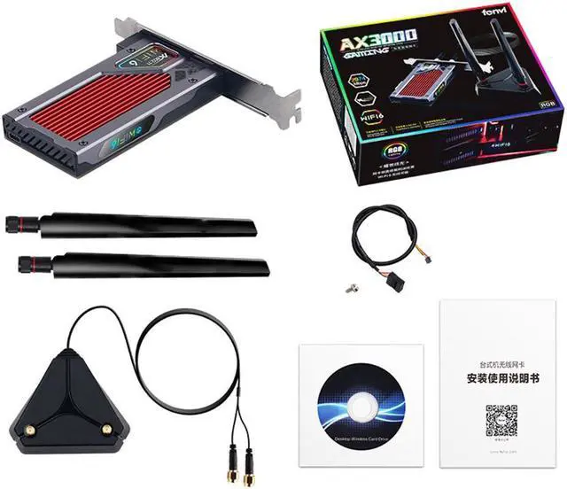 Alt view image 7 of 7 - 3000Mbps WiFi 6 PCI-E Bluetooth 5.1Dual Band Gaming Wireless PCIe Card RGB WiFi Adapter 2.4G/5G 802.11AX WI-Fi Intel AX200 WLan
