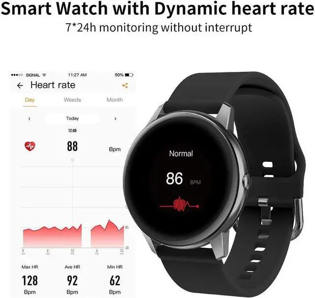 Alt view image 4 of 6 - Smart Watches for Android IOS Phones,Fitness Tracker with Heart Rate Blood Pressure Monitor Message Call Notification IP68 Waterproof Pedometer 1.3" Full Touch Bluetooth Smartwatch for Men Women Kids