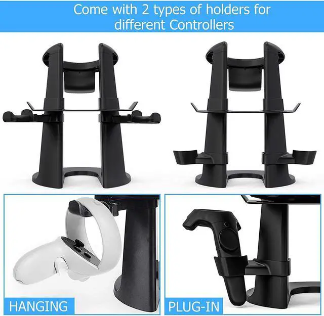 Alt view image 3 of 7 - VR Stand, Headset Display Holder and Controller Holder Mount Station for Oculus Quest/Quest 2/Rift/Rift S/GO/HTC Vive/Vive Pro/Valve Index VR Headset and Touch Controllers