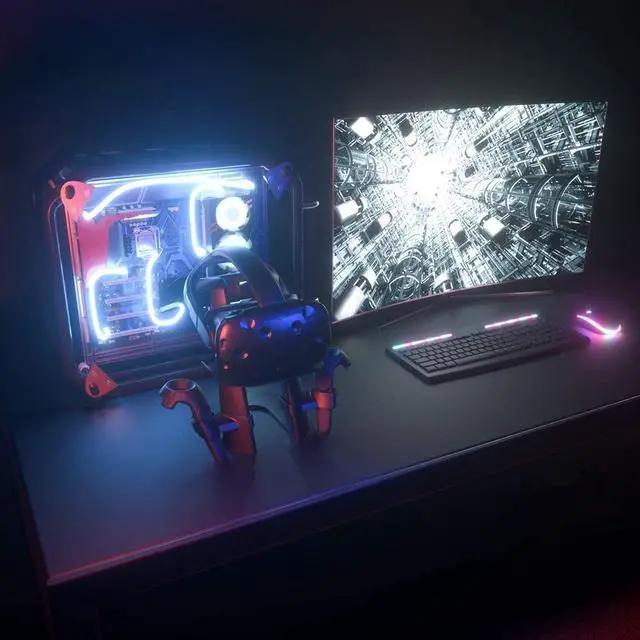 Alt view image 6 of 7 - VR Stand, Headset Display Holder and Controller Holder Mount Station for Oculus Quest/Quest 2/Rift/Rift S/GO/HTC Vive/Vive Pro/Valve Index VR Headset and Touch Controllers