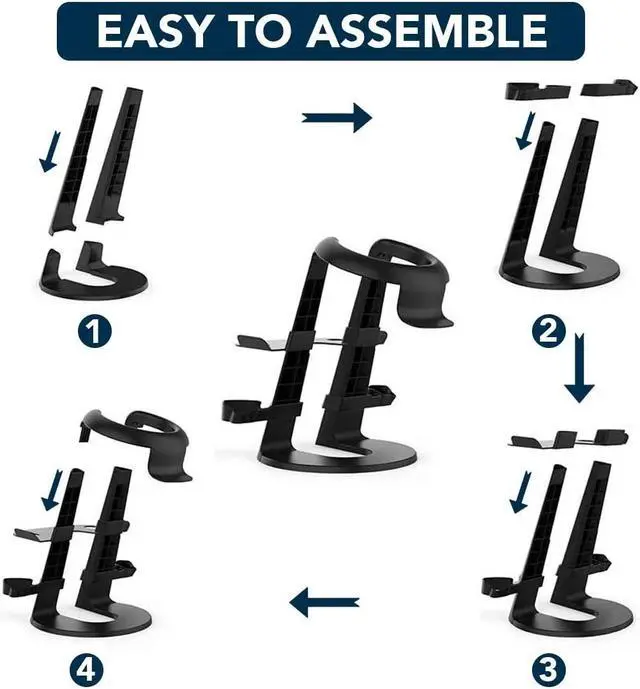 Alt view image 6 of 7 - VR Headset Stand - VR Stand Virtual Reality Headset and Controllers Holder, VR Headset Holder and Controller Mount Station for Oculus Quest, Quest 2, Rift or Rift S Headset and Touch Controller