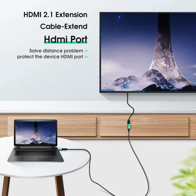 Alt view image 6 of 7 - HDMI 2.1 Cable 8K 1.5m/4.9ft, High-Speed 48Gbps HDMI Cable Male to Female Support 8K @60Hz, 4K @120Hz, Dynamic HDR, eARC, VRR, 3D HDMI Extension Cable for TV/PC/PS3/Set-top Box/Monitor