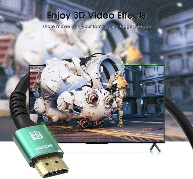 Alt view image 7 of 7 - HDMI 2.1 Cable 8K 1.5m/4.9ft, High-Speed 48Gbps HDMI Cable Male to Female Support 8K @60Hz, 4K @120Hz, Dynamic HDR, eARC, VRR, 3D HDMI Extension Cable for TV/PC/PS3/Set-top Box/Monitor