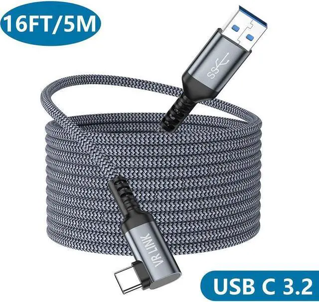 Main image of Compatible for Oculus Quest 2 Link Cable 16FT/5M, Nylon Braided USB 3.0 Type A to USB C Type-C 5Gbps VR Headset Charging Cable for Oculus Quest 2/1, High Speed Data Transfer for Gaming PC (16Feet)
