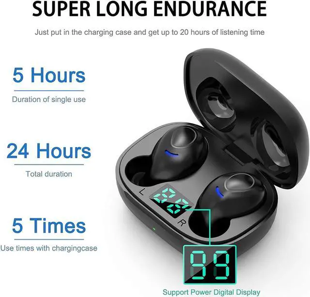 Alt view image 4 of 7 - Ture Wireless Earbuds, Bluetooth Headphones in Ear, CVC 8.0 Noise Cancelling, IPX7 Waterproof, 36H Playtimes Wireless Headphones with Mic and Mini Portable Digital Display Charging Case eokCXOY