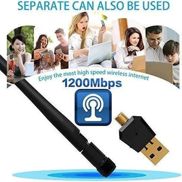 Alt view image 4 of 6 - 1200Mbps Wireless USB WiFi Adapter - Dual Band Wireless WiFi Adapter (2.4G/300M+5G/867M) Wireless Adapter, WiFi Adapter for PC /Laptop/ Desktop, Support Win10/8.1/8/7/XP/ Linux/Mac OS
