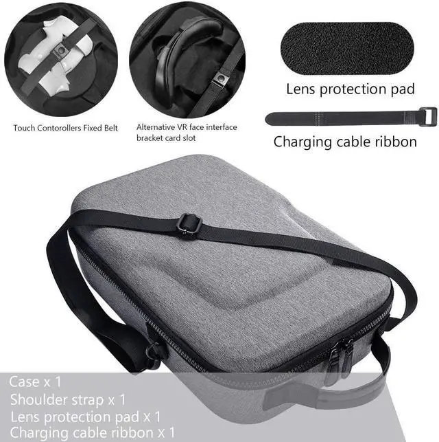 Alt view image 3 of 7 - Hard Travelling Case Storage Carry Case Protective Pouch Bag Carrying Case for Oculus Quest 2 and Oculus Quest All-in-one VR Gaming Headset (Black)