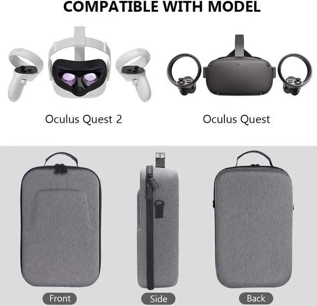 Alt view image 6 of 7 - Hard Travelling Case Storage Carry Case Protective Pouch Bag Carrying Case for Oculus Quest 2 and Oculus Quest All-in-one VR Gaming Headset (Black)