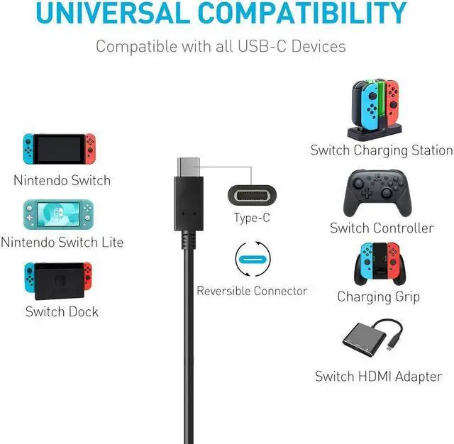 Alt view image 3 of 7 - Charger for Nintendo Switch, Switch Charger AC Adapter Power Supply(15V 2.6A, 5FT USB C Cable, Support TV Mode) Fast Charging Kit Compatible with Switch/Switch Lite/Pro Controller/Switch Dock
