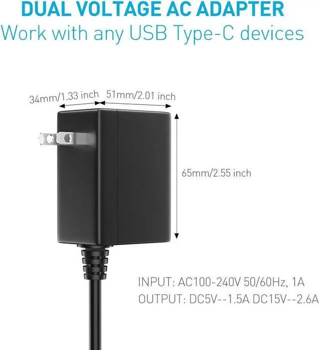 Alt view image 5 of 7 - Charger for Nintendo Switch, Switch Charger AC Adapter Power Supply(15V 2.6A, 5FT USB C Cable, Support TV Mode) Fast Charging Kit Compatible with Switch/Switch Lite/Pro Controller/Switch Dock