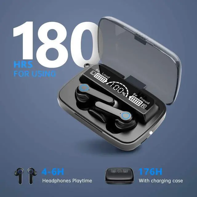 Alt view image 3 of 7 - Ture Wireless Earbuds, Bluetooth 5.1 Headphones with Microphone IPX5 Waterproof Hi-Fi Stereo in Ear Earphones, Headset Premium Sound with Deep Bass for Sport, Touch Control CVC8.0 Noise Cancelling