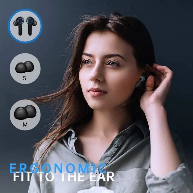 Alt view image 6 of 7 - Ture Wireless Earbuds, Bluetooth 5.1 Headphones with Microphone IPX5 Waterproof Hi-Fi Stereo in Ear Earphones, Headset Premium Sound with Deep Bass for Sport, Touch Control CVC8.0 Noise Cancelling
