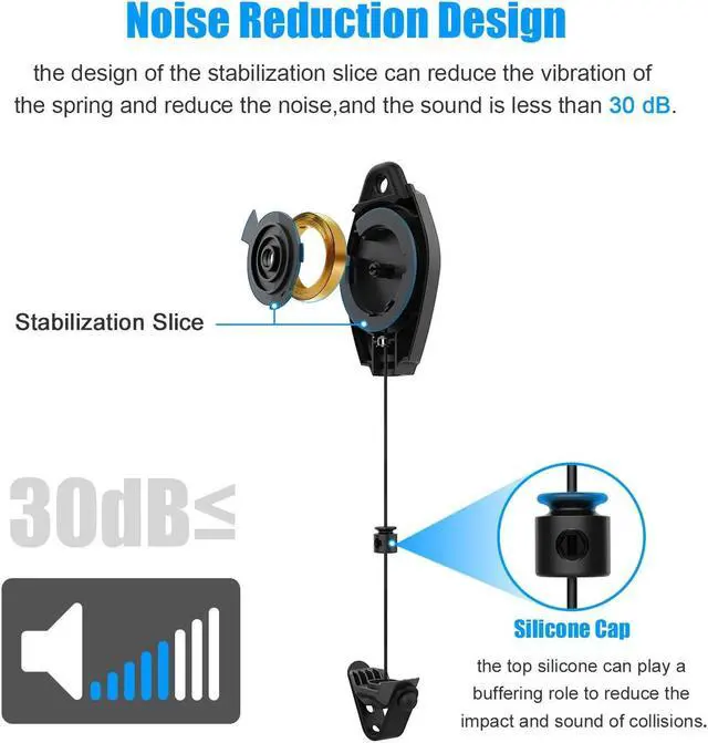Alt view image 5 of 7 - VR Cable Management for Oculus Quest 2, 6 Packs Retractable Ceiling Pulley System for Oculus Quest/Rift S/Valve Index/HTC Vive/Playstation VR Link Cable VR Accessories (6PCS, Black)