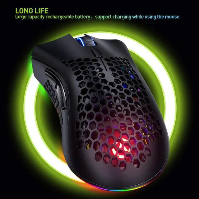 Alt view image 4 of 7 - Wireless Gaming Mouse, Computer for Rechargeable Gaming Mouse, 7 Programmable Buttons, 3 Adjustable DPI, USB Receiver, 2.4G Ergonomic RGB Optical Sensor Mouse for Computer, Laptop, PC (Black)