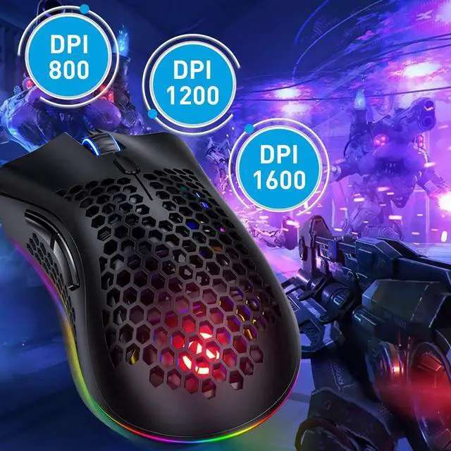 Alt view image 3 of 7 - Wireless Gaming Mouse, Computer for Rechargeable Gaming Mouse, 7 Programmable Buttons, 3 Adjustable DPI, USB Receiver, 2.4G Ergonomic RGB Optical Sensor Mouse for Computer, Laptop, PC (Black)