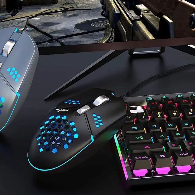 Alt view image 7 of 7 - Gaming Mouse USB Wired, Programmable Fan Cooling Gaming Mice, Ultra-Lightweight Unique Design, Hexagonal Shell Design, Cool RGB Lighting, 6 Buttons, up to 8000 DPI (Black)