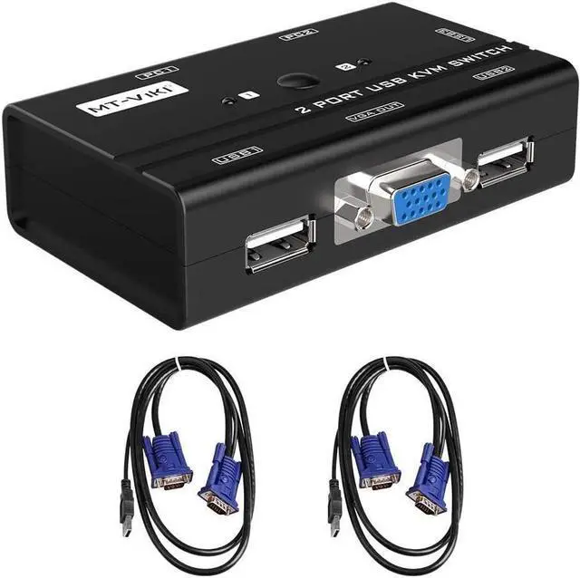 Alt view image 6 of 7 - USB VGA KVM Switch 2 Ports w/Cables & 3 USB Hubs, 260KL 1080P KVM Switches Two Computers Share 1 Set of Monitor Keyboard Mouse Printer/U Disk