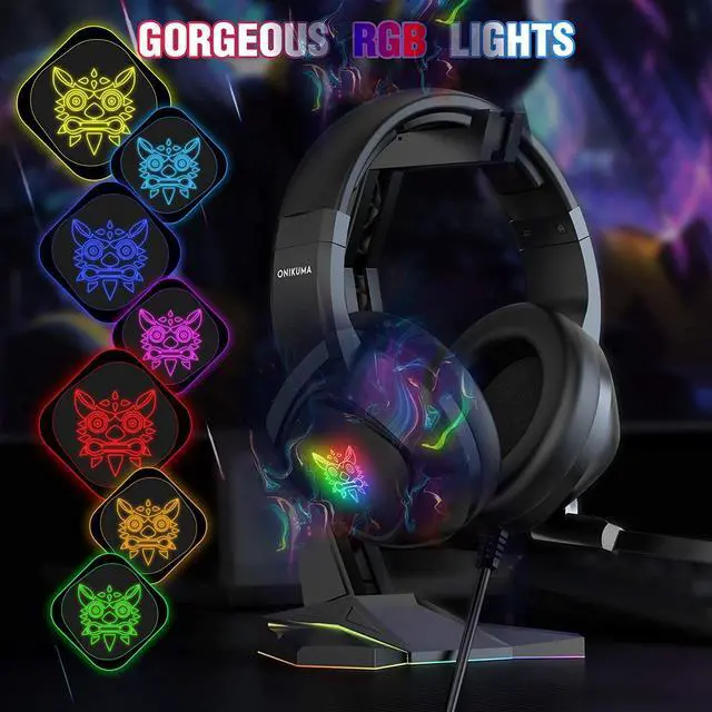 Alt view image 4 of 7 - Wired Gaming Headset -Xbox One Headset PS5 Headset with 7.1 Surround Sound Pro Noise Canceling Gaming Headphones with Mic & RGB LED Light Compatible with PS4, Xbox One, PC(Adapters Not Included)