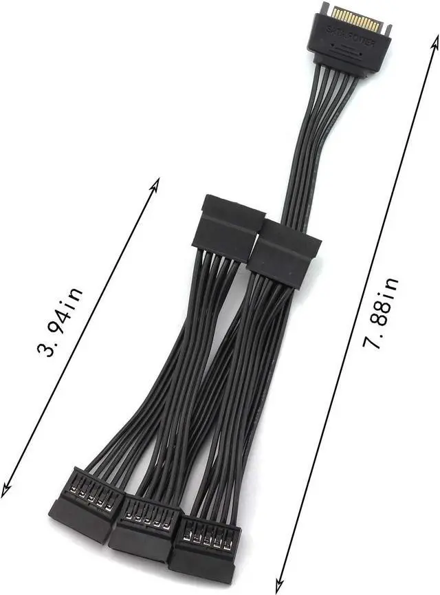 Alt view image 4 of 7 - 15 Pin SATA Power Extension Hard Drive Cable 1 Male to 5 Female Splitter Adapter 24-inch(60CM)