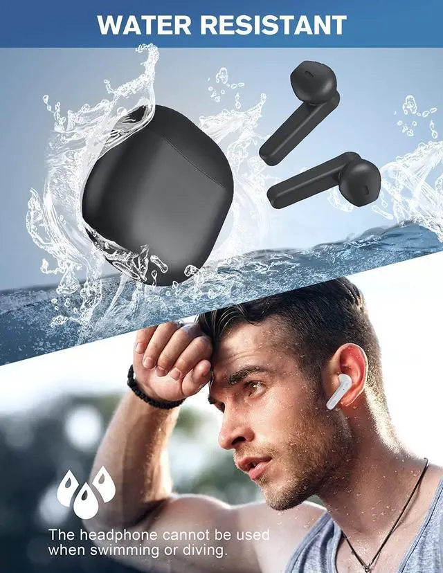 Alt view image 3 of 7 - True Wireless Earbuds, Bluetooth 5.0 Headphones In-Ear Earphones Hi-Fi Stereo Sound Sweatproof Earphones Sport Headset Built-in Mic with Charging Case,compatible with IOS/Android/EarPods (Black)