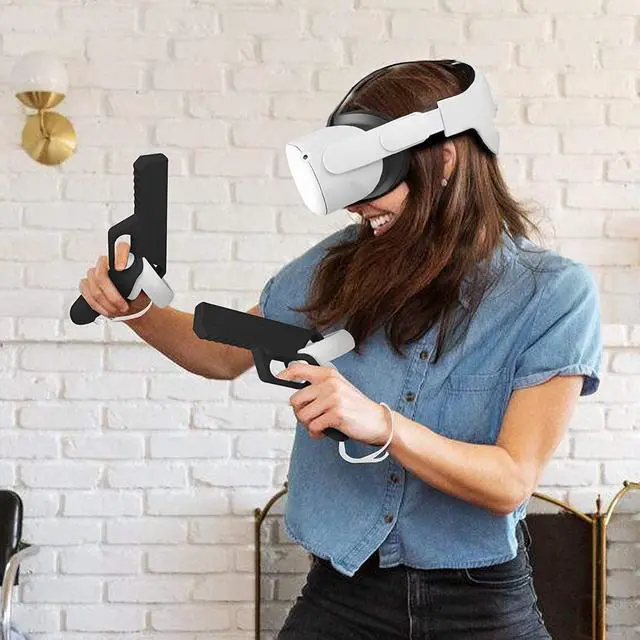 Alt view image 7 of 7 - VR Game Gun for Oculus Quest 2 Controllers Pistol Case, Enhanced FPS Gaming Experience -Compatible with Pistol Whip VR Game, Enhanced FPS Gaming Experience