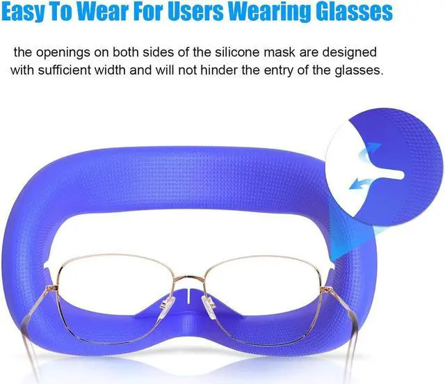 Alt view image 7 of 7 - VR Silicone Face Cover & Ear Muffs for Oculus Quest 2 Headset, Sweatproof Waterproof Anti-Dirty Replacement Facial Cushion and Enhance Headset Sound Headphone Extension Cover (Blue, 1 Set) eokCXOY