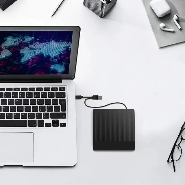 Alt view image 7 of 7 - External CD DVD Drive,USB 3.0 and USB C Port High Speed Data Transfer Portable CD DVD +/-RW Drive Slim DVD/CD ROM Burner Writer Re-writer Compatible with Laptop Desktop Windows/Mac OS/Linux (Black)