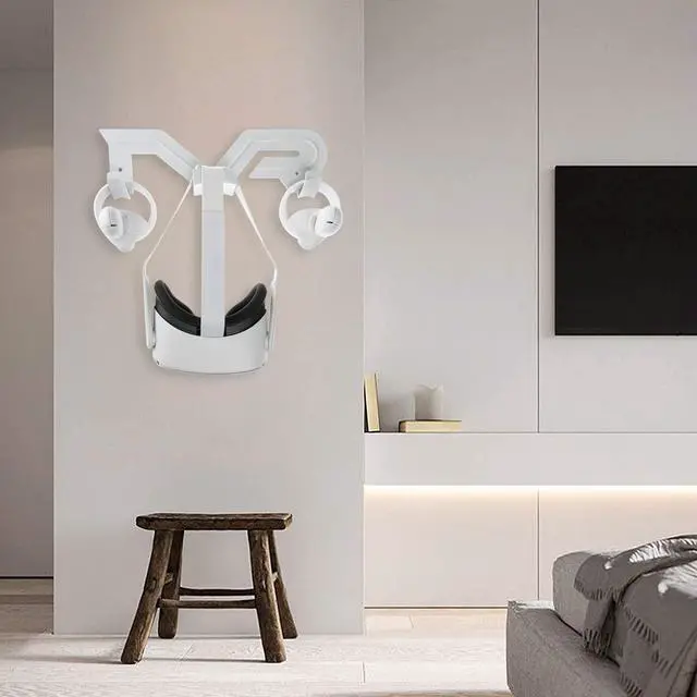 Alt view image 7 of 7 - VR Headset and Controller Wall Mount Storage Stand Hook Compatible for Oculus Quest 2, Quest, Rift S, Hp Reverb G2, HTC Vive, Vive Pro, Cosmos, Elite, Valve Index, Playstation VR
