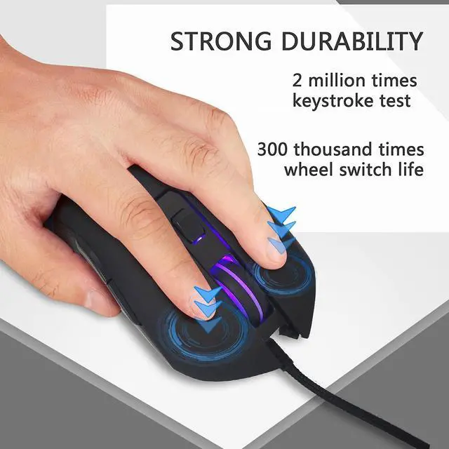 Alt view image 4 of 6 - Gaming Mouse Wired, USB C Silent Click with RGB Backlit Optical Type C Computer Game Mice Ergonomic with 2400 DPI 6 Programmable Buttons 4 Shooting for PC Windows Laptop Desktop Mac (Black)