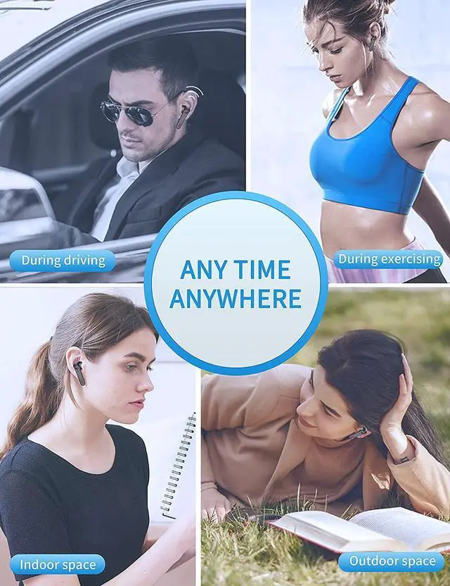 Alt view image 7 of 7 - True Wireless Earbuds, Bluetooth 5.0 Headphones In-Ear Earphones Hi-Fi Stereo Sound Sweatproof Earphones Sport Headset Built-in Mic with Charging Case,compatible with IOS/Android/EarPods (Black)
