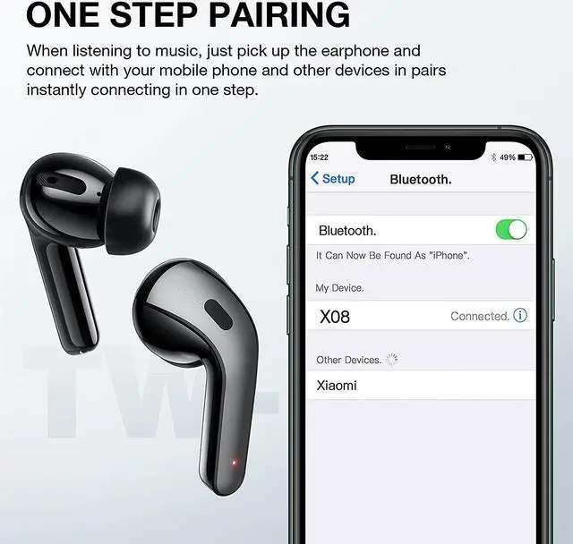 Alt view image 2 of 7 - Ture Wireless Earbuds  Bluetooth Headphones with Microphone and Touch Control  Ultra-Light and Ergonomic Wireless Bluetooth Earbuds  40 Hours Playtime  IPX5 Waterproof Wireless Earphones