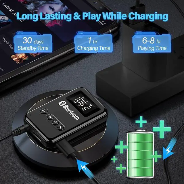 Alt view image 5 of 7 - Bluetooth 5.0 Adapter for PC, Receiver Transmitter 2 in 1 Wireless Bluetooth Audio Adapter with LCD Display for Car TV PC Headphones Home Sound