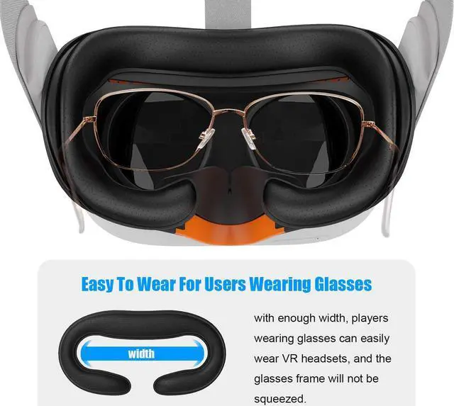 Alt view image 6 of 7 - Resilient VR Facial Vent Soft Interface Bracket & Anti-Leakage Light PU Leather Foam Face Cover Replacement Pad Custom Comfort Accessories 7-Piece Set for Oculus Quest 2 (Orange,7-in-1)