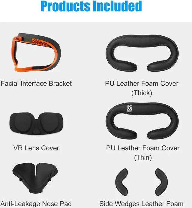 Alt view image 7 of 7 - Resilient VR Facial Vent Soft Interface Bracket & Anti-Leakage Light PU Leather Foam Face Cover Replacement Pad Custom Comfort Accessories 7-Piece Set for Oculus Quest 2 (Orange,7-in-1)