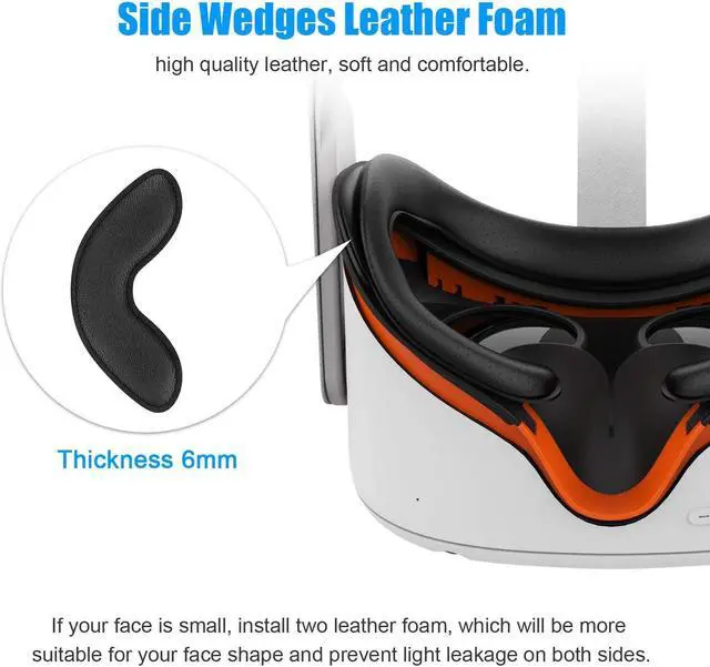 Alt view image 5 of 7 - Resilient VR Facial Vent Soft Interface Bracket & Anti-Leakage Light PU Leather Foam Face Cover Replacement Pad Custom Comfort Accessories 7-Piece Set for Oculus Quest 2 (Orange,7-in-1)
