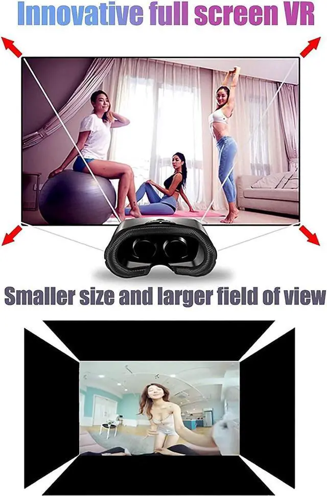 Alt view image 6 of 7 - VR Headset with Controller Adjustable 3D VR Glasses Virtual Reality Headset HD Blu-ray Eye Protected Support 5~7 Inch for Phone/Android (Black)