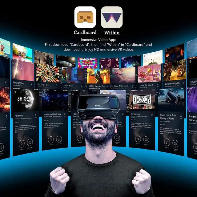Alt view image 4 of 7 - VR Headset with Controller Adjustable 3D VR Glasses Virtual Reality Headset HD Blu-ray Eye Protected Support 5~7 Inch for Phone/Android (Black)