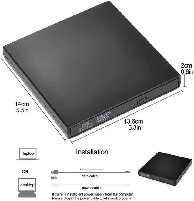 Alt view image 4 of 7 - External USB2.0 CD Drive, Protable External DVD Drive, USB Slim Portable CD-RW DVD-R Combo Burner Writer Player for Laptop Notebook PC Desktop Computer, Black