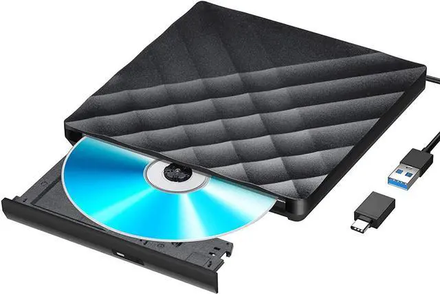 Main image of External DVD Drive with USB 3.0 & Type-C Converter External CD DVD Drive Portable CD DVD RW Reader Re-writer Burner for Laptop Desktop PC Compatible with Windows Mac OS Vista Linux System
