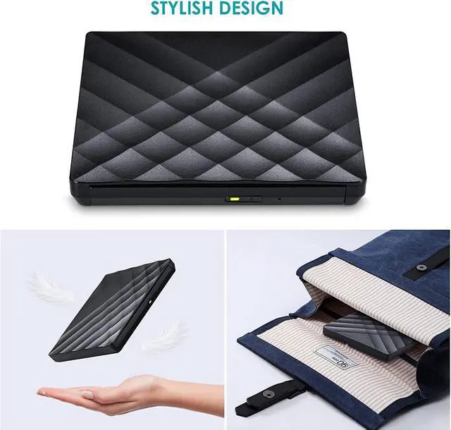 Alt view image 7 of 7 - External DVD Drive with USB 3.0 & Type-C Converter External CD DVD Drive Portable CD DVD RW Reader Re-writer Burner for Laptop Desktop PC Compatible with Windows Mac OS Vista Linux System