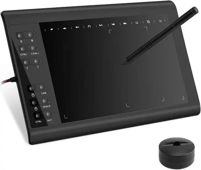 Main image of 10moons 10x6 Inch Graphics Drawing Tablet Android Support with Battery-Free Stylus and 8192 Pressure Sensitivity for Digital Art Works, Drawing, Sketch, Design, Paint - Black