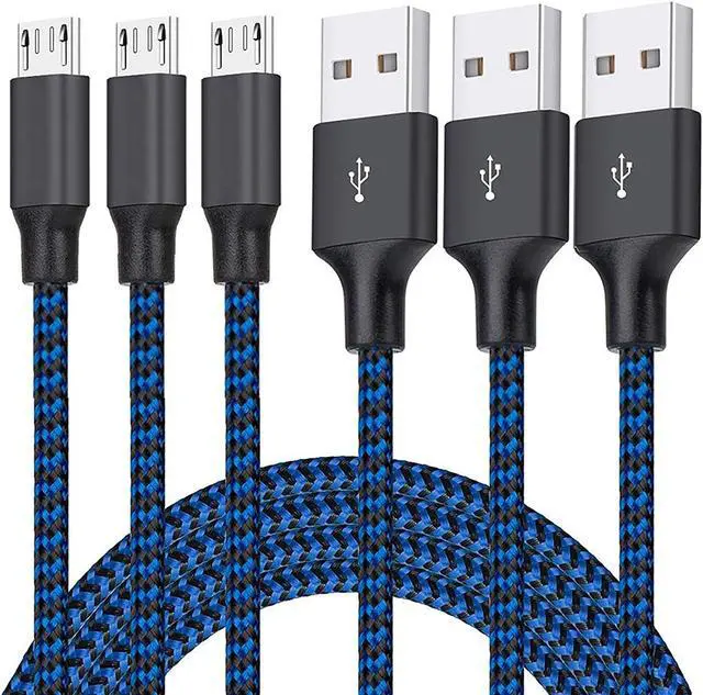 Main image of Micro USB Cable, 3Pack 6FT/2M Android Charger Cord Long Nylon Braided Sync and Fast Charging Cables Compatible with Samsung Galaxy S6 S7 Edge, Android & Windows Smartphones and More- Blue
